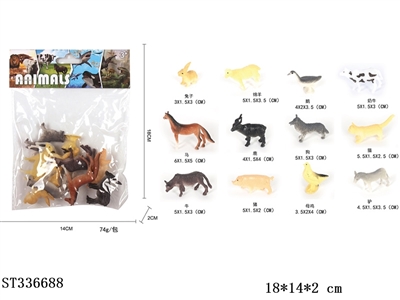 Solid mini farm animal (12pcs) - ST336688
