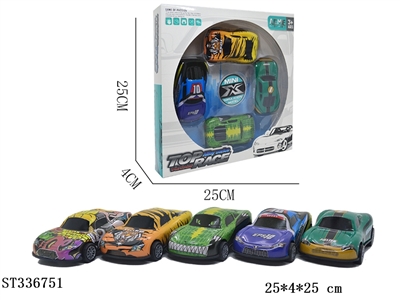 4只装合金铁皮赛车回力车大号1：48 - ST336751