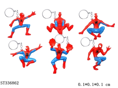 6pcs2.5寸蜘蛛侠公仔+钥匙扣 塑料【英文包装】 - ST336862