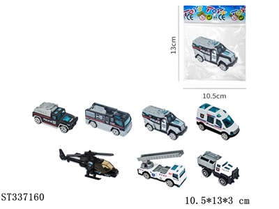 7款式合金警车 滑行 喷漆 金属【英文包装】 - ST337160