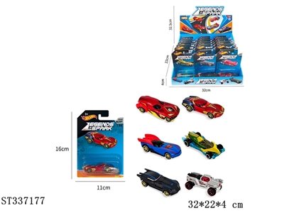 18PCS 6款式正义合金车 滑行 1:64 黑轮 金属【英文包装】 - ST337177