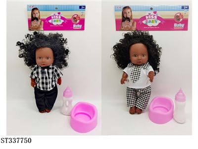 12 INCH BLACK SKIN BABY DOLL WITH IC (CAN DRINK WATER AND PEE) - ST337750