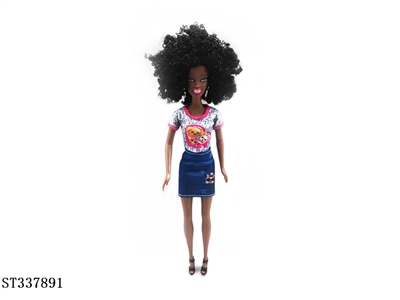 11.5 INCH DOLL WITH AFRO HAIR (BLACK SKIN) - ST337891