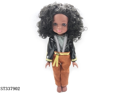 12 INCH DOLL WITH AFRO HAIR (BLACK SKIN) - ST337902