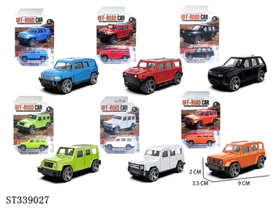 6款式越野款合金车 回力 1:60 黑轮 金属【英文包装】 - ST339027