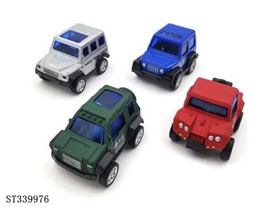 4款式合金越野车 回力 1:64 黑轮 金属【英文包装】 - ST339976