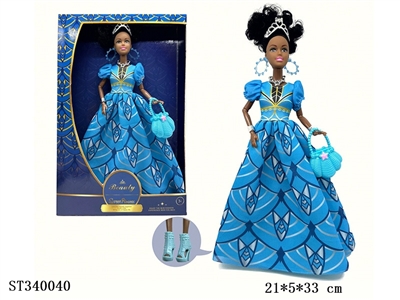 11.5 Inch Multi-joint Real-fit High-end Big Dress Black Doll (Mixed 4 kinds) - ST340040