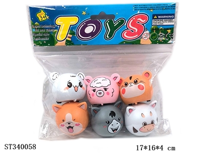 6 cartoon ball animal return carts - ST340058
