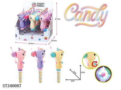 Hand-cranked unicorn luminous stick/display box 12 Pack (sugar play) - ST340087