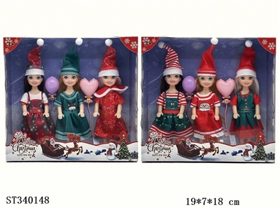 2 mixed 5.5 inch live hand Christmas girl dolls - ST340148
