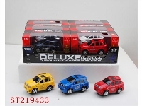 ST219433 - 6PCS PULL-BACK CAR WITH LIGTH AND MUSIC (2 STYLES 3 COLORS ASST)BATTERY