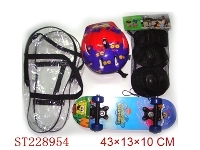 ST228954 - SKATE BOARD WITH HELMET & PROTECTION TOOL(TRANSPARENT WHEEL)