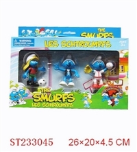 ST233045 - 3INCH SMURFS TOYS，4ASSTD