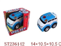 ST236142 - 电动卡通乌轮编程警车带灯光音乐（蓝色，不包电）