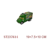 ST237614 - 水果标惯性货柜车 绿红蓝