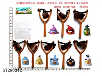 ST286342 - 3 INCH ANGRY BIRDS WITH BB SOUND + 8 INCH SLINGSHOT (MIXED 8 KINDS)