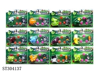 ST304137 - 4" PLASTIC LAUNCHING PLANTS + 3" ZOMBIES + 3 BALLS (12 STYLES ASST.)