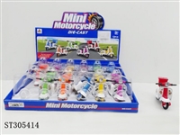 ST305414 - 合金回力迷你摩托车(带后备箱)6色混装/12PCS