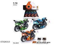 ST326313 - 1:14 合金回力摩托赛车带灯光音乐3色混装