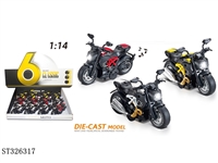 ST326317 - 1:14 合金回力杜卡迪摩托车带灯光音乐3色混装