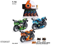 ST326327 - 1:14 合金回力摩托赛车3色混装