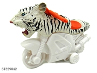 ST329842 - Friction Wild Animal Stunt Motorcycle-White Tiger
