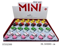 ST332300 - 24PCS 4款Q版合金卡通车 回力 喷漆 黑轮【英文包装】