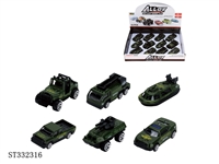 ST332316 - 12PCS 6款合金车 滑行 喷漆【英文包装】