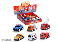 ST332996 - 12PCS 合金卡通工程救护小汽车 回力 警察 消防 救护 的士