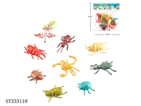ST333118 - 8 insect + 1 leaf solid PVC animal sets