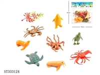 ST333124 - 8 ocean + 1 leaf solid PVC animal sets