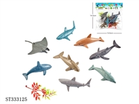 ST333125 - 8 ocean + 1 leaf solid PVC animal sets