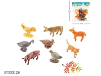 ST333126 - 8 farm + 1 leaf solid PVC animal sets
