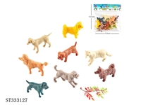 ST333127 - 8 Dog + 1 leaf PVC solid animal set