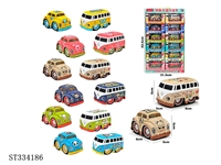 ST334186 - 12PCS 2款巴士/甲虫合金车 回力 喷漆【中文包装】