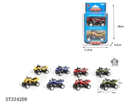ST334208 - 2款2只1:55 沙滩越野合金摩托车 回力 4轮 喷漆【英文包装】