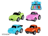 ST334236 - 12PCS 4款合金跑车 回力 喷漆【英文包装】