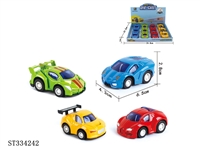 ST334242 - 12PCS 4款Q版合金跑车 回力 喷漆【英文包装】
