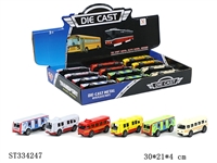 ST334247 - 12PCS 1:60 合金小电车 回力 多色【英文包装】