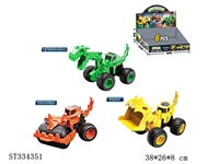 ST334351 - 6PCS 3款恐龙工程车 惯性 黑轮 不带配件【英文包装】