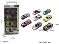 ST336741 - 4只装合金铁皮赛车回力车1：56