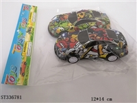 ST336781 - 2只装合金铁皮涂鸦回力车1：48