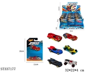 ST337177 - 18PCS 6款式正义合金车 滑行 1:64 黑轮 金属【英文包装】