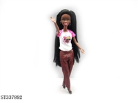 ST337892 - 11.5 INCH DOLL WITH STRAIGHT HAIR (BLACK SKIN)