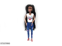 ST337893 - 11.5 INCH DOLL WITH STRAIGHT HAIR (BLACK SKIN)