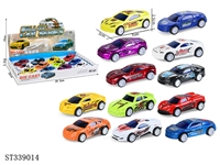 ST339014 - 12PCS 12款式合金跑车 回力 黑轮 金属【英文包装】