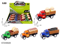 ST339020 - 12PCS 4款式1:55农夫车系列合金车 回力 金属【英文包装】