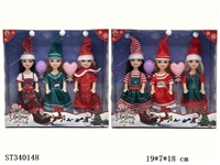 ST340148 - 2 mixed 5.5 inch live hand Christmas girl dolls